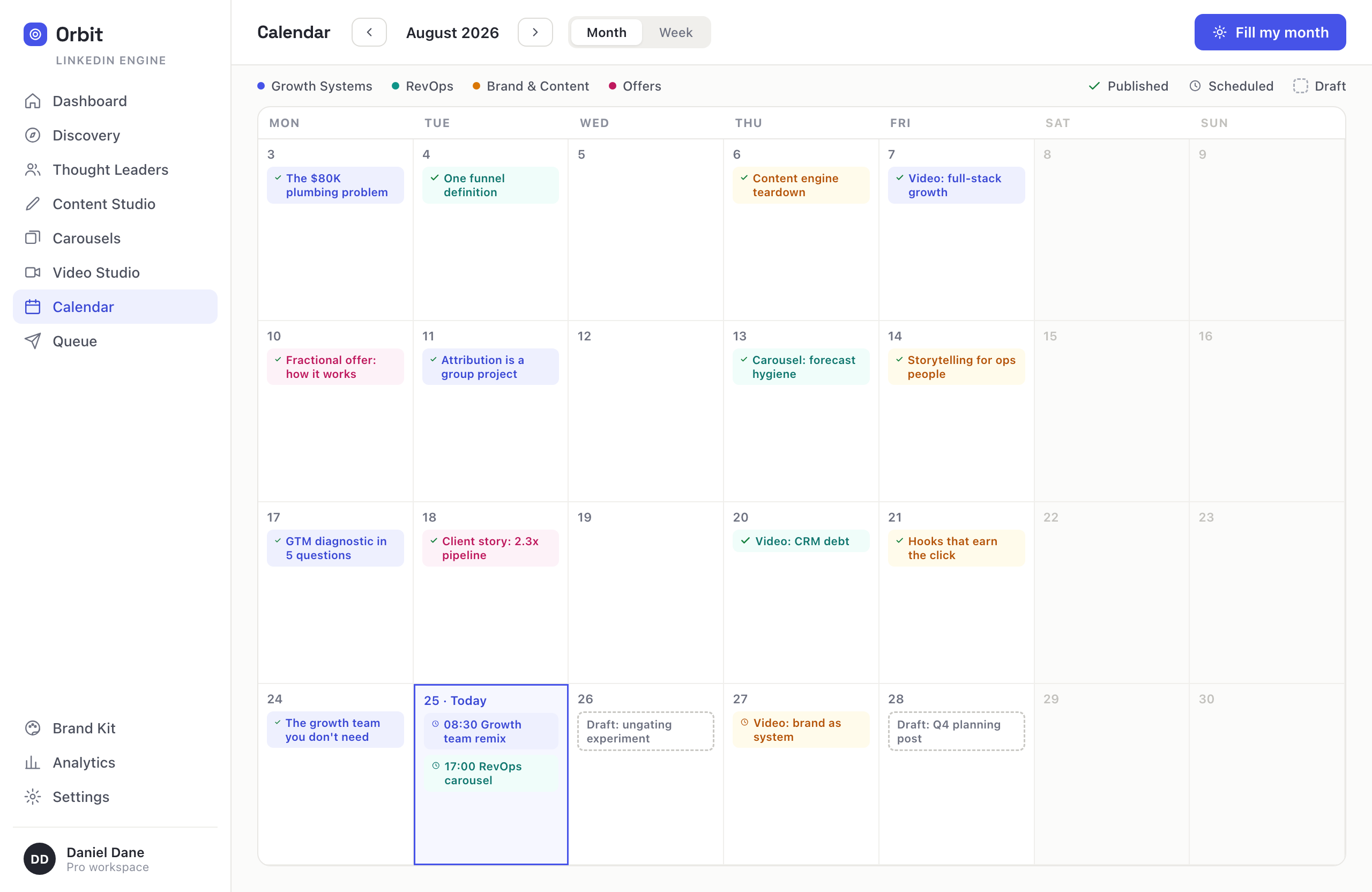 Run the calendar without a social media coordinator. product walkthrough preview