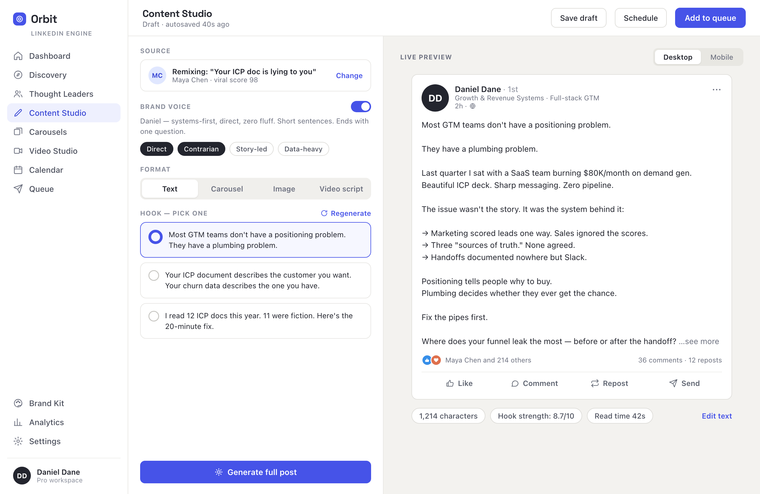 Create the work of a writer, designer and video team. product walkthrough preview